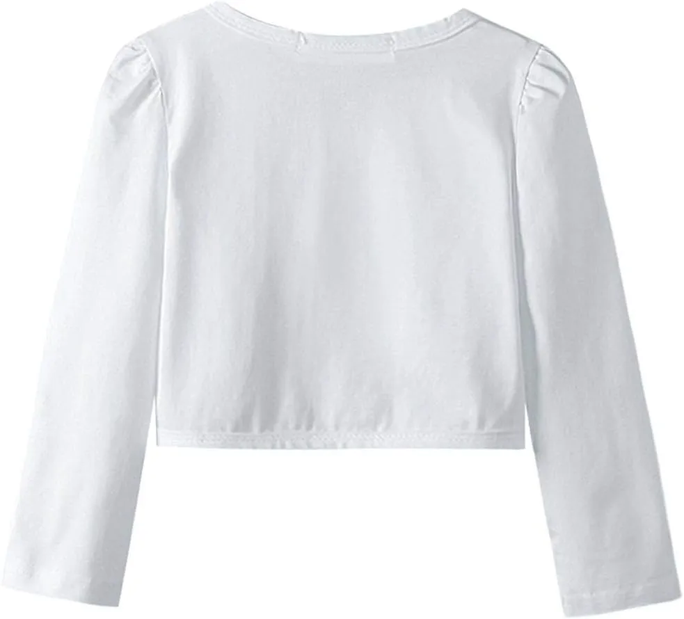 Girls Shrugs Lace Bolero Long Sleeve Cardigan Party Church Dress Cover Up