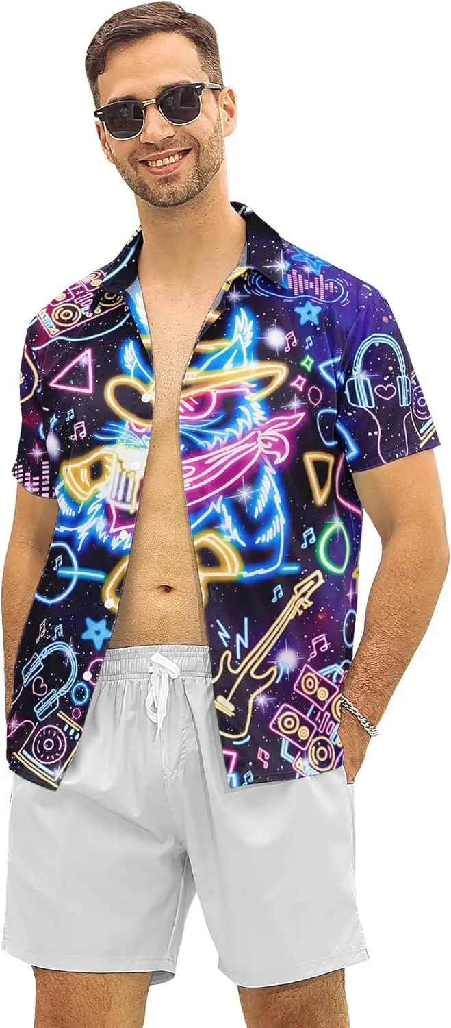 Goodstoworld Men's Novelty Hawaiian Button Down Shirts