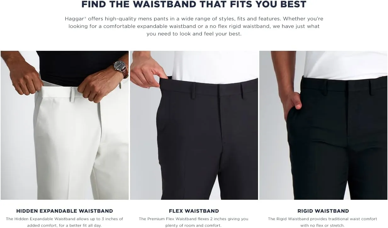 Haggar Men's The Active Series Slim Fit Flat Front Pant