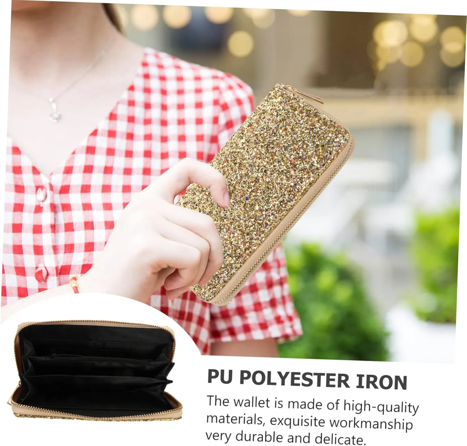Handbags for Women Glitter Zippered Purse Stylish Wallet Clutch for Wedding