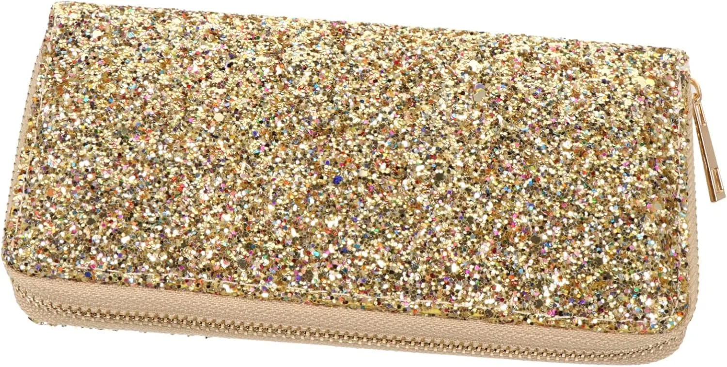 Handbags for Women Glitter Zippered Purse Stylish Wallet Clutch for Wedding