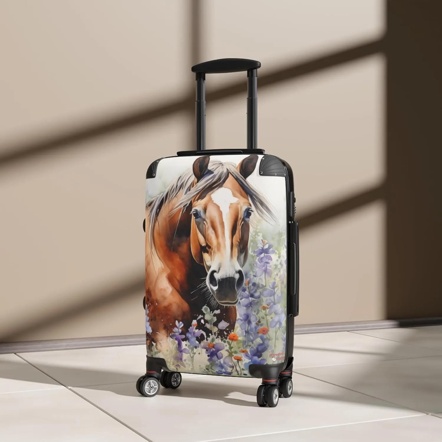 Hard-Shell Suitcases with Quarter Horse Print, Telescopic Handle, Swivel Wheels, Multiple Sizes (Small (Carry-On))