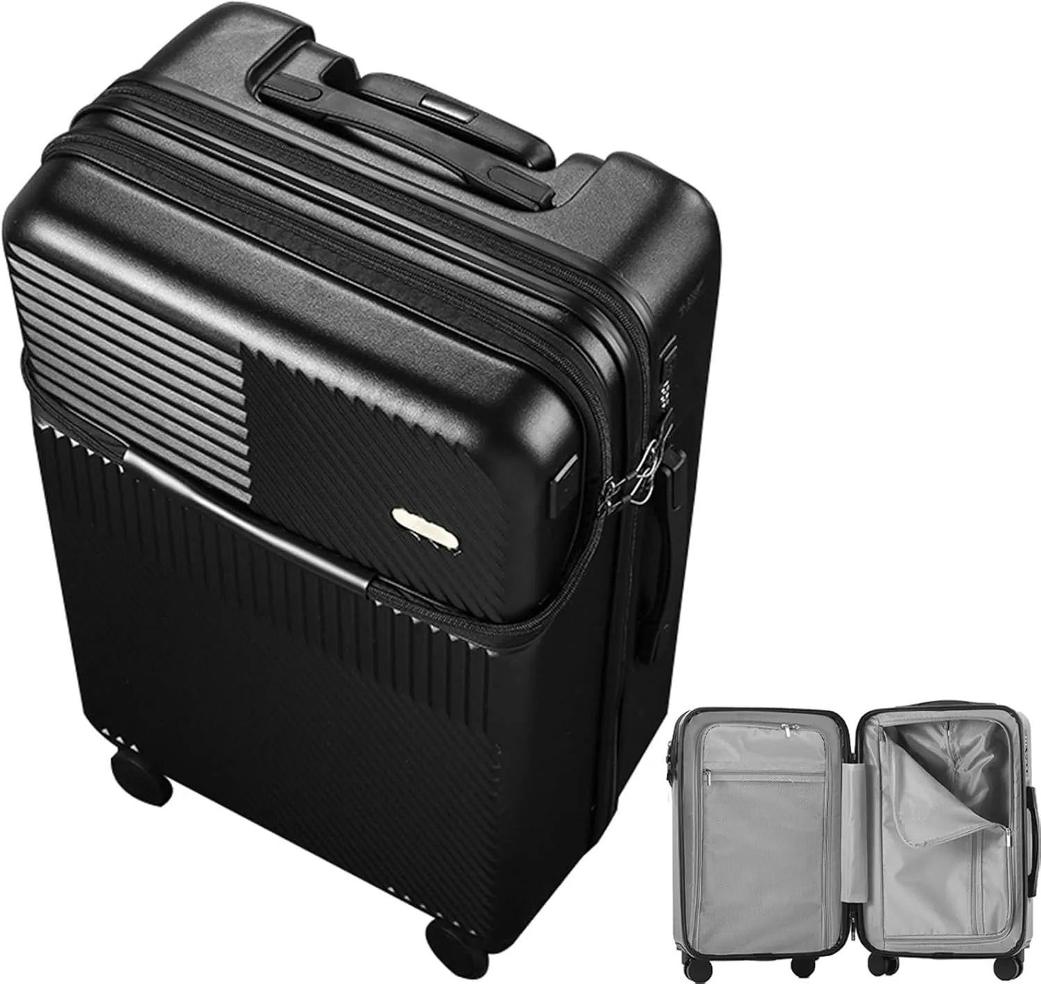 Hardside Luggage, Stylish Textured Line Suitcase, with Spinner Wheels, Expandable Luggage
