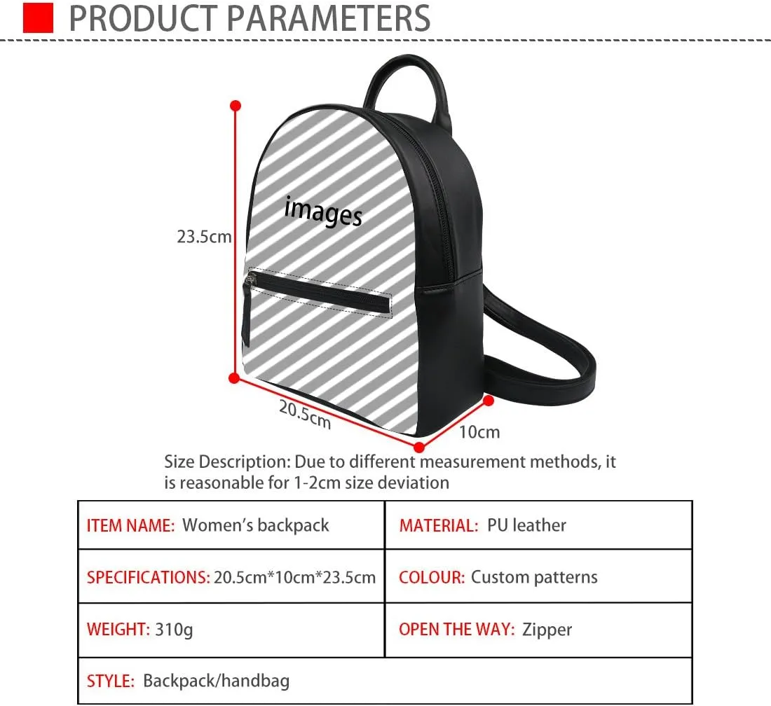 HUGS IDEA Mini Backpack for Women Autumn Leaves Music Notes Print Cute Small Backpack Purse with Adjustable Straps Leather Bookbag Casual Daypacks
