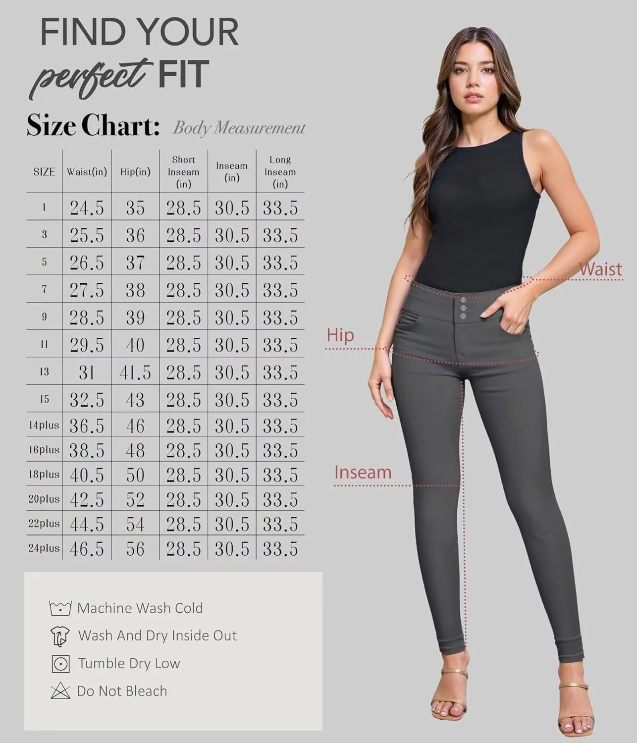 Hybrid & Company Women's Butt Lift Skinny High Waisted V3 Super Comfy Stretch Denim Pants
