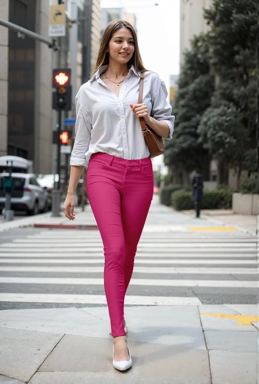 Hybrid & Company Womens Hyper Ultra Stretch Comfy Skinny Leg Work Casual Pants