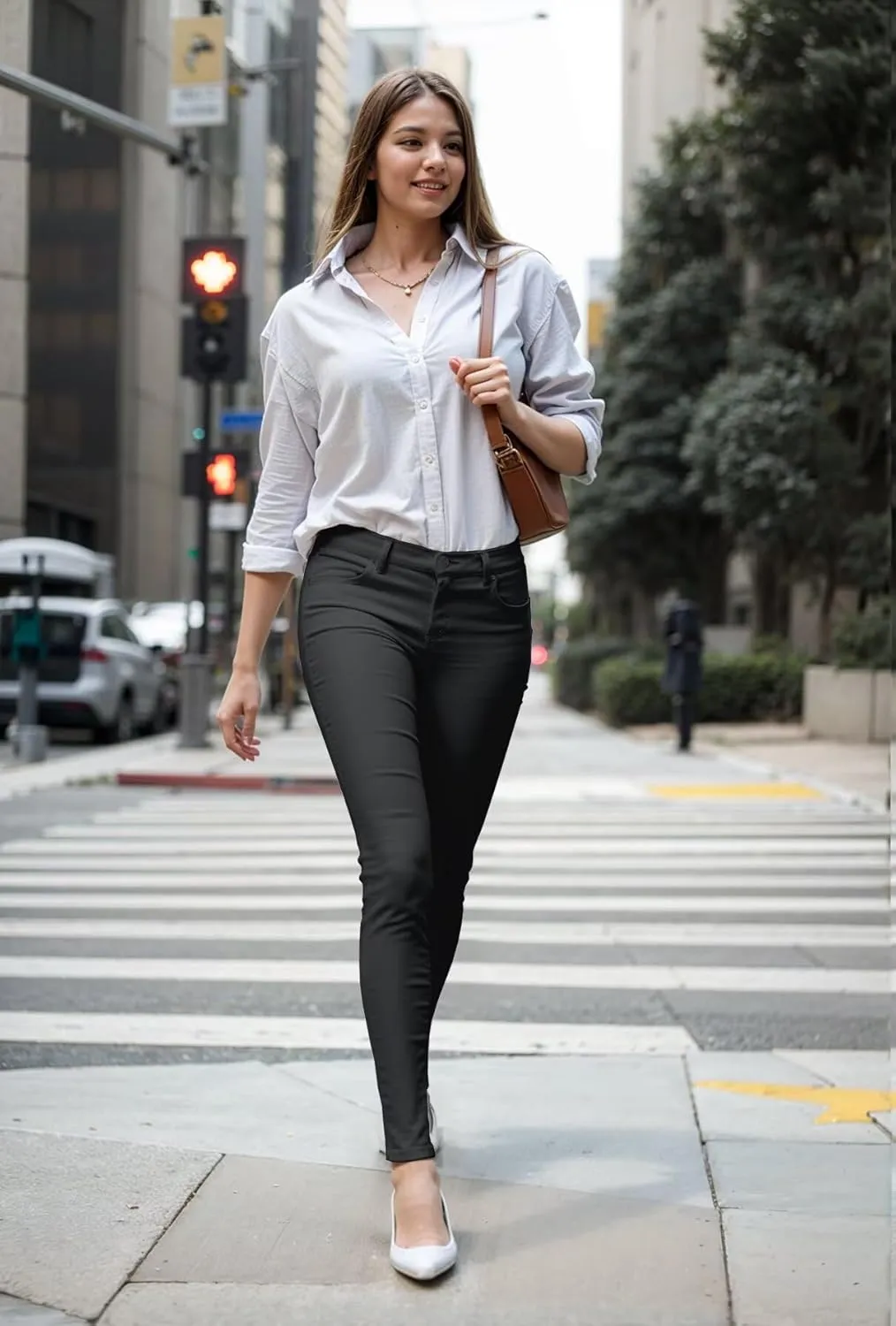 Hybrid & Company Womens Hyper Ultra Stretch Comfy Skinny Leg Work Casual Pants
