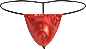 JEKE-DG Men's Leather Jockstrap T-Back Thongs Low Rise Funny Sexy Briefs Hollow Out Bulge Pouch Underwear