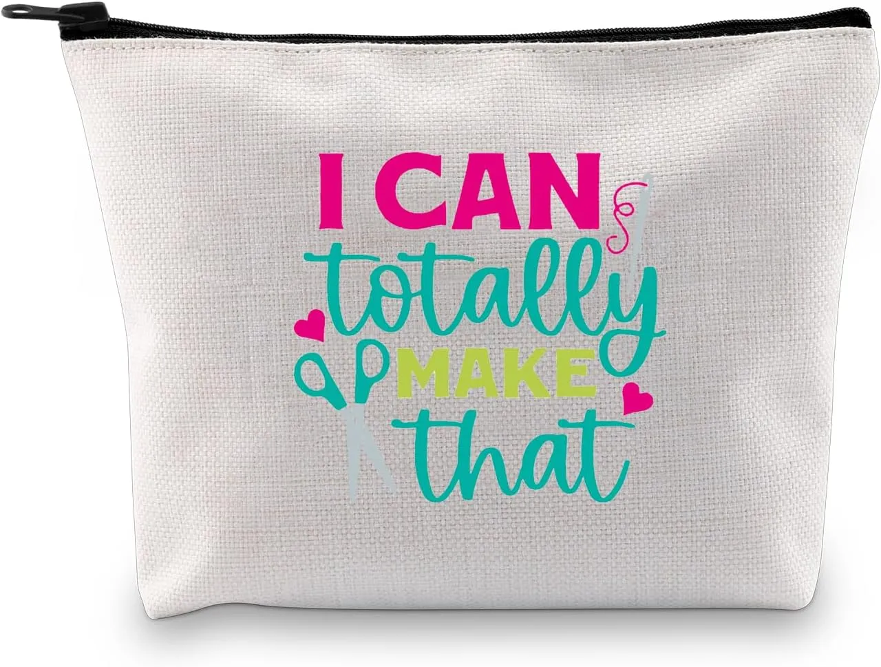 JXGZSO Funny Crafter Gift I Can Totally Make That Artistic Toiletry Bag Knitting Gift For Knitters Dressmaker Makeup Organizer Bag