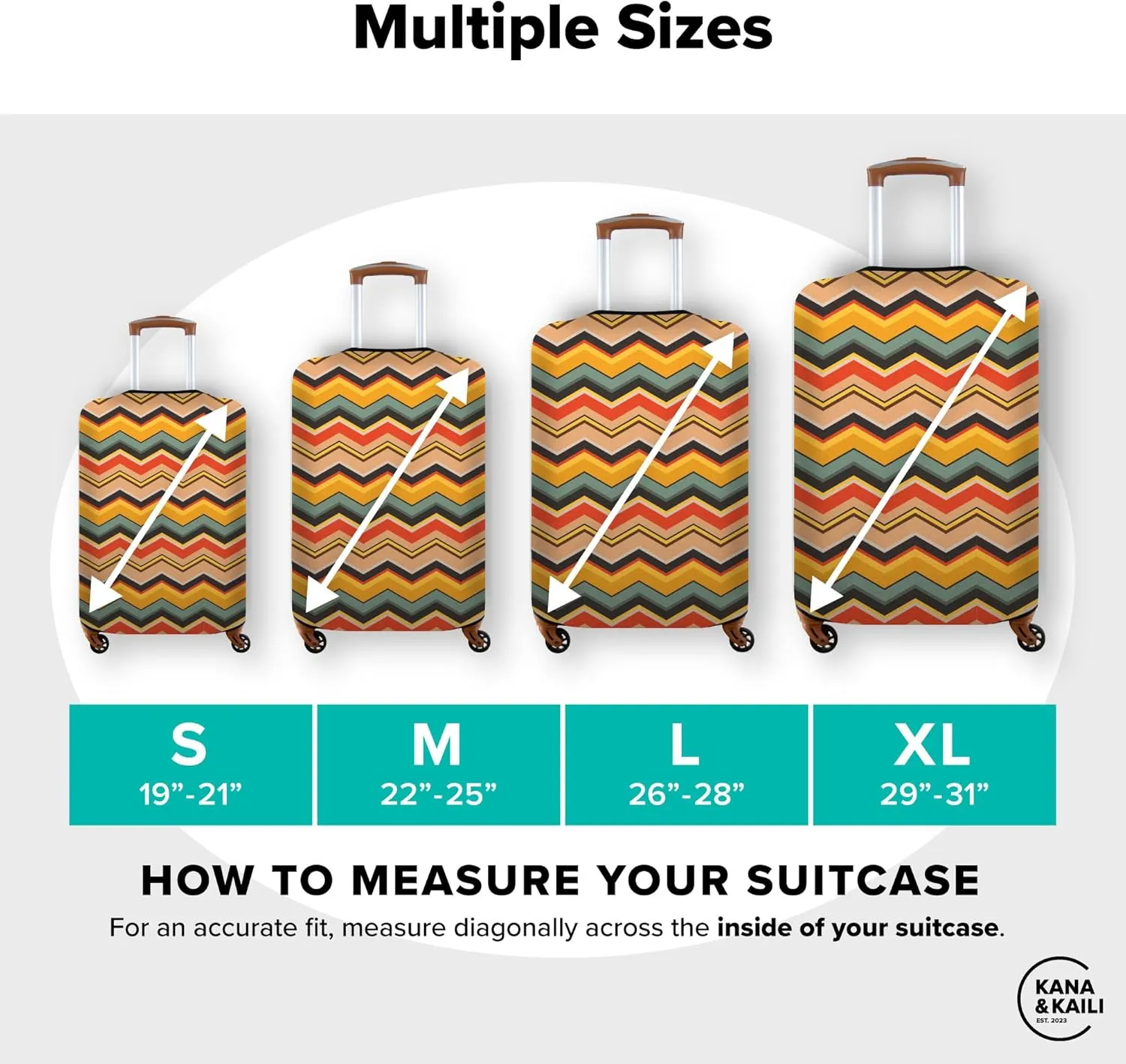 Kana & Kaili 2-in-1 Reversible Luggage Cover | Stylish Suitcase Covers | Spandex Luggage Covers for Suitcase TSA Approved | Retro M