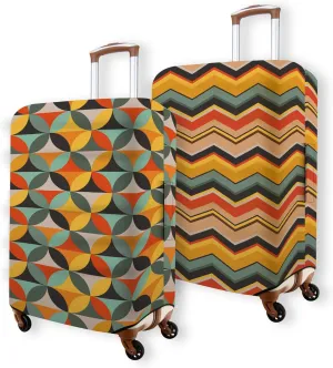Kana & Kaili 2-in-1 Reversible Luggage Cover | Stylish Suitcase Covers | Spandex Luggage Covers for Suitcase TSA Approved | Retro M