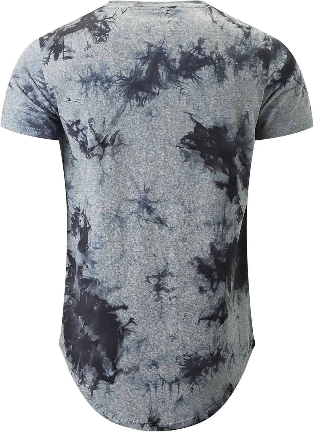 KLIEGOU Mens Hipster Hip Hop Ripped Round Hemline Pattern Print T Shirt