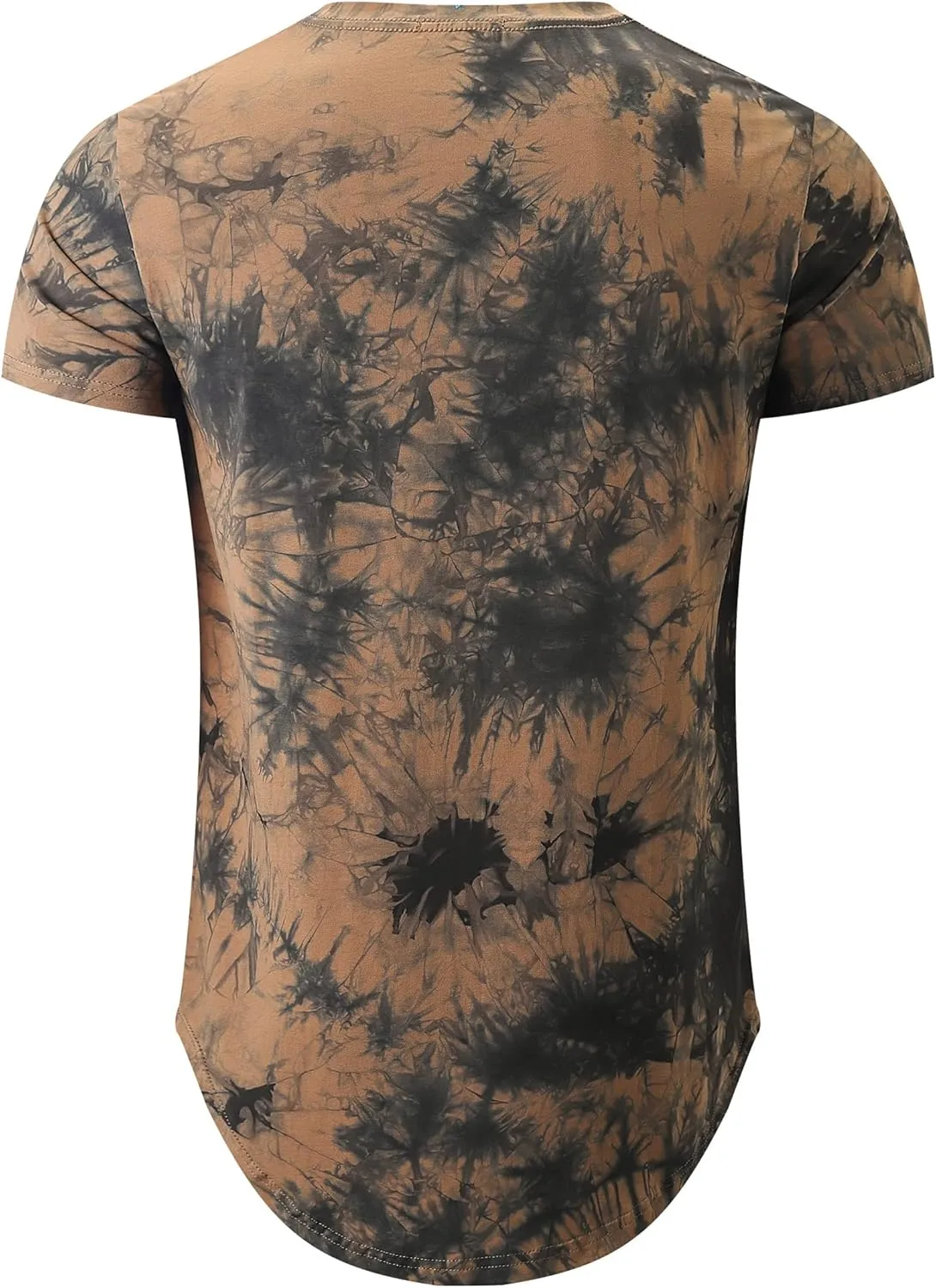 KLIEGOU Mens Hipster Hip Hop Ripped Round Hemline Pattern Print T Shirt