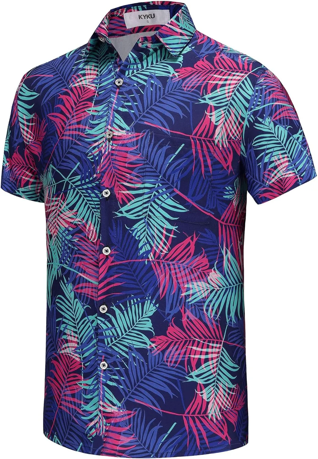 KYKU Funky Hawaiian Shirt for Men Palm Beach Shirts Tropical Vacation Clothes
