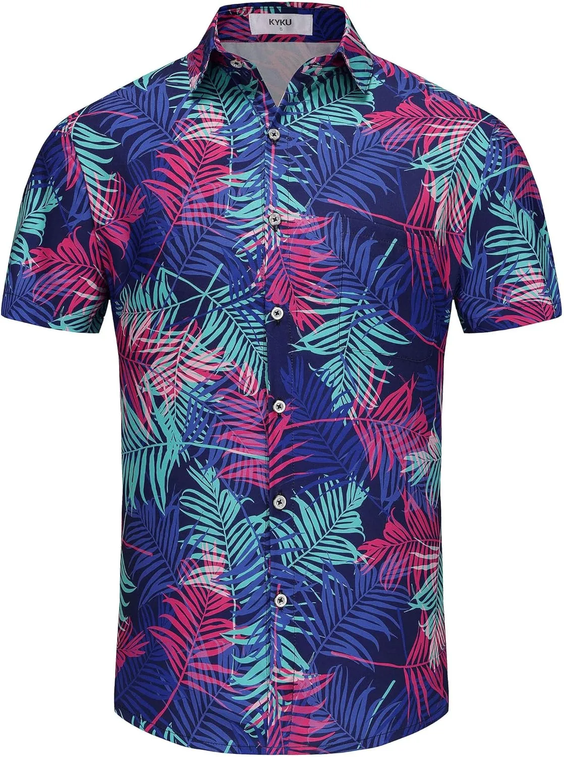 KYKU Funky Hawaiian Shirt for Men Palm Beach Shirts Tropical Vacation Clothes