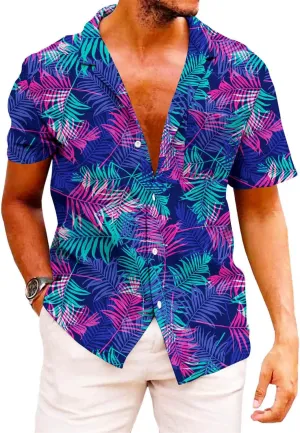 KYKU Funky Hawaiian Shirt for Men Palm Beach Shirts Tropical Vacation Clothes