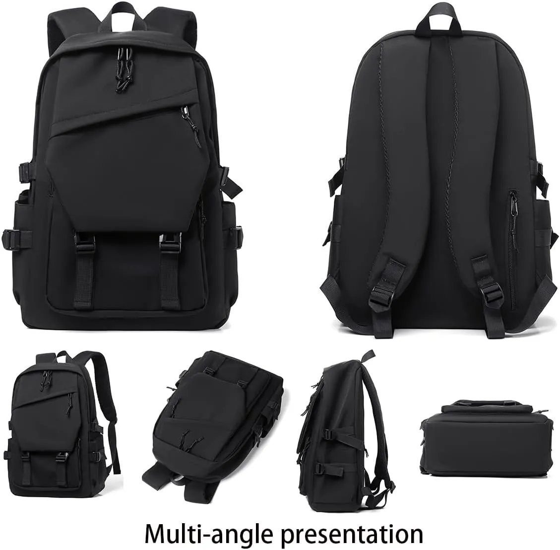 Leisure, College Backpack, Outdoor Travel Backpack, Stylish Lightweight Backpack.(Black)
