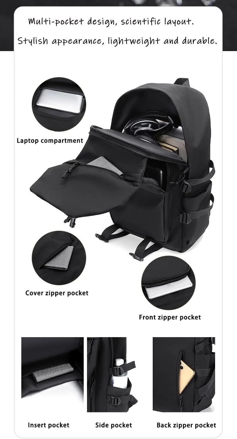 Leisure, College Backpack, Outdoor Travel Backpack, Stylish Lightweight Backpack.(Black)