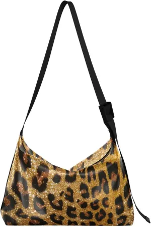 Leopard Artistic Theme Hobo Crossbody Bags for Women Leather Large Shoulder Bag Cross Body Trendy Womens Tote Bags Handbag for Travel Shopping