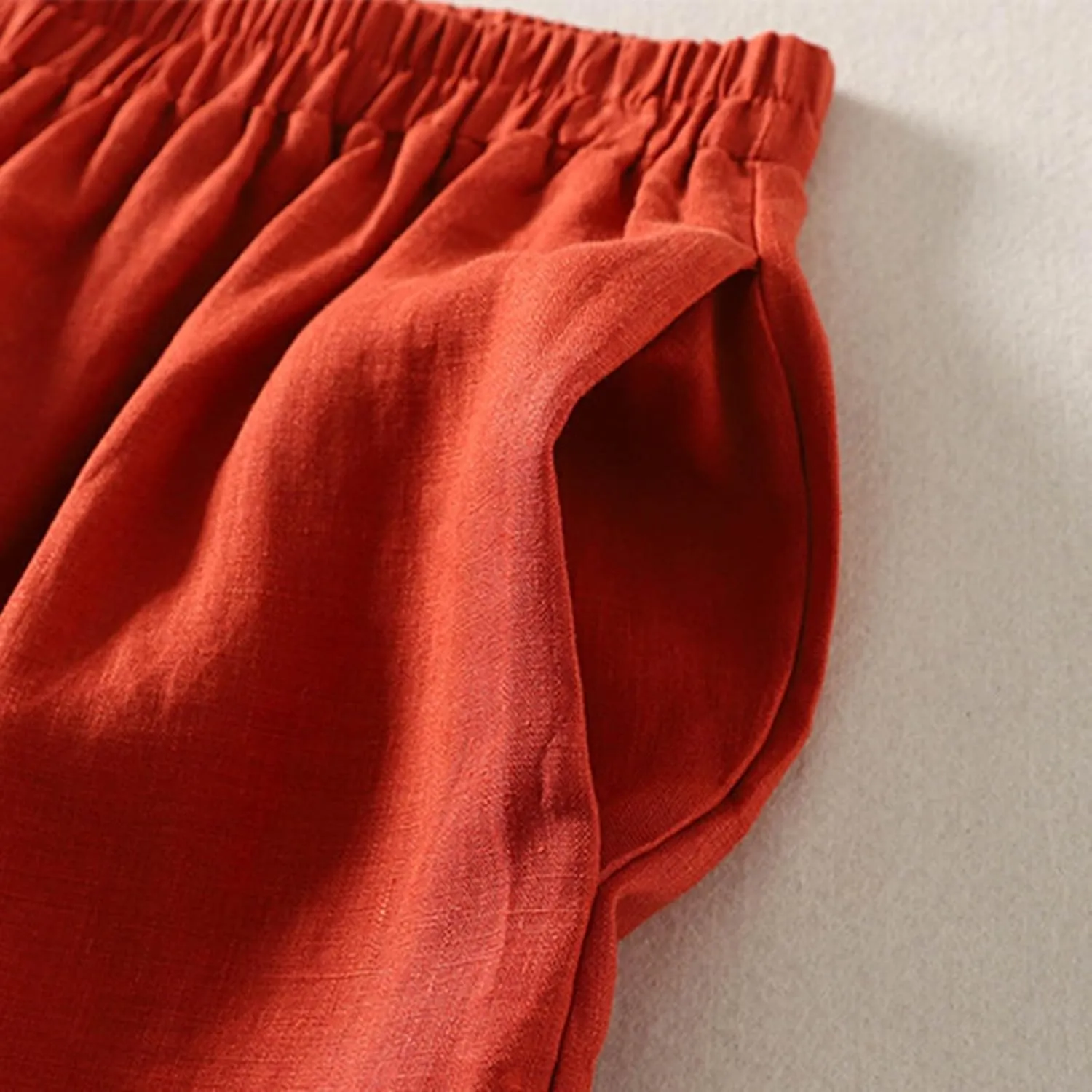 Linen Pants for Women Summer Linen Pant Nine Point Pants with Elastic Waist Loose Artistic Womens Linen Pants Wide Leg