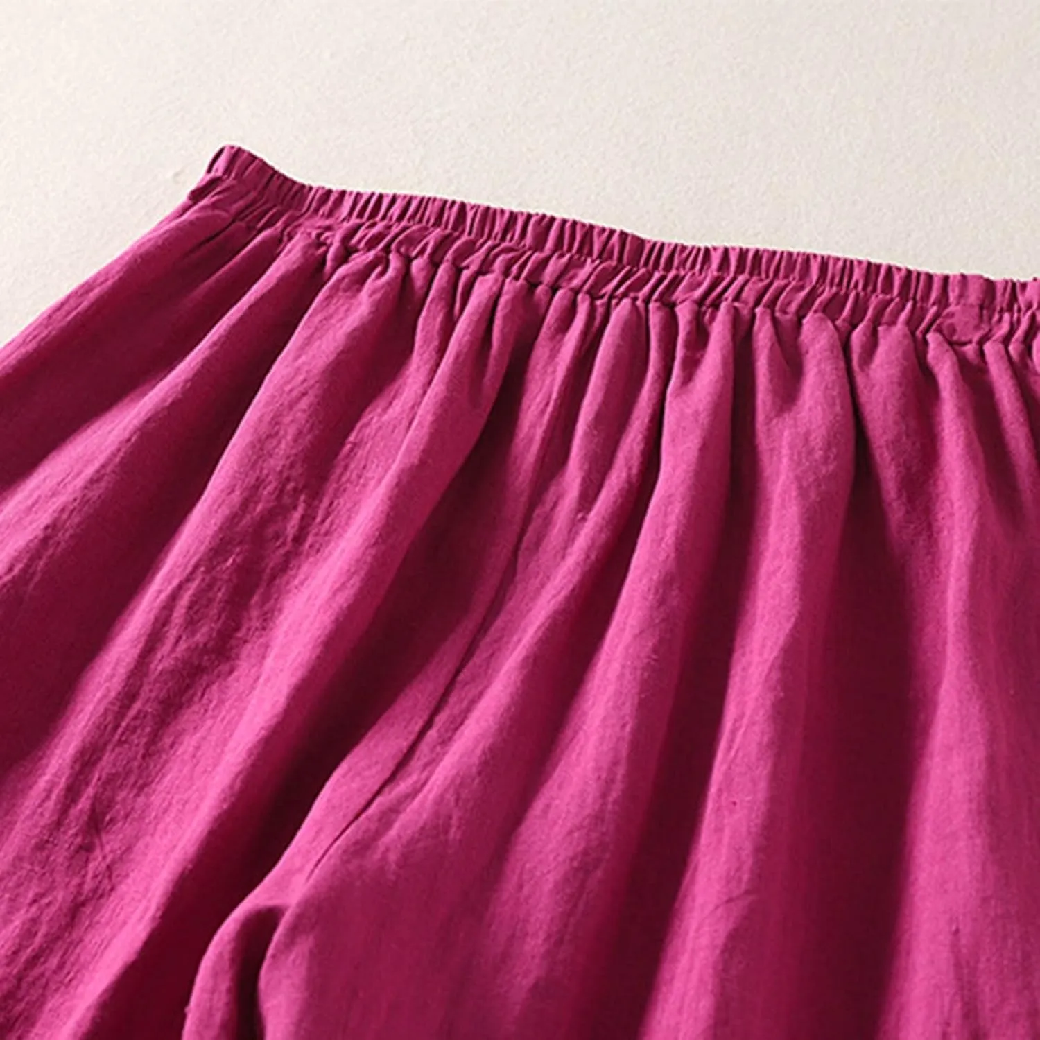 Linen Pants for Women Summer Linen Pant Nine Point Pants with Elastic Waist Loose Artistic Womens Linen Pants Wide Leg