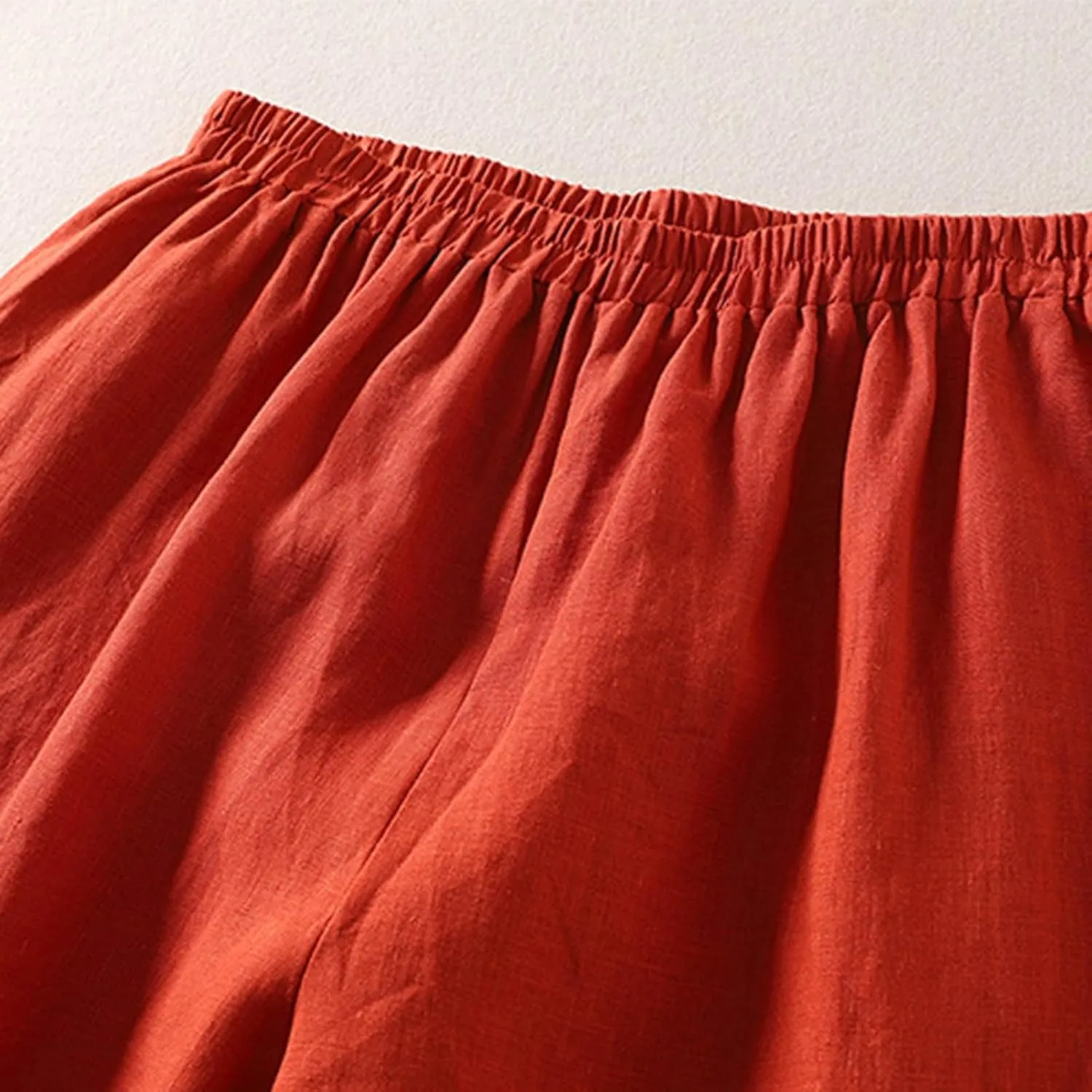 Linen Pants for Women Summer Linen Pant Nine Point Pants with Elastic Waist Loose Artistic Womens Linen Pants Wide Leg