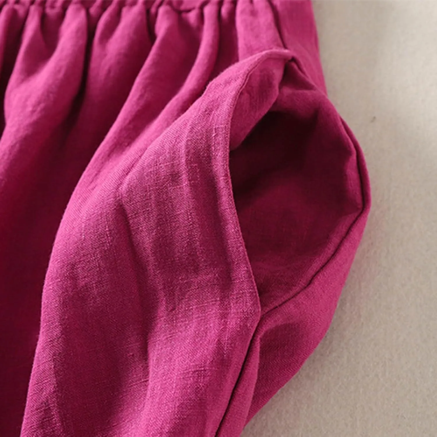 Linen Pants for Women Summer Linen Pant Nine Point Pants with Elastic Waist Loose Artistic Womens Linen Pants Wide Leg