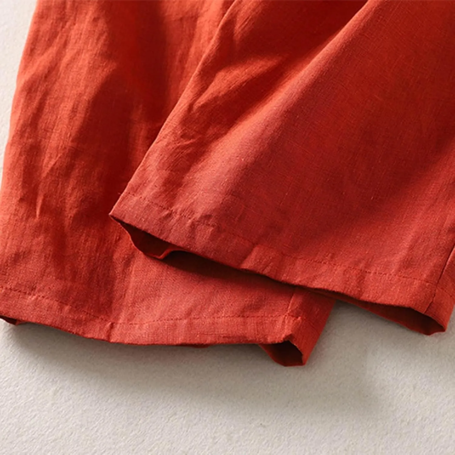 Linen Pants for Women Summer Linen Pant Nine Point Pants with Elastic Waist Loose Artistic Womens Linen Pants Wide Leg