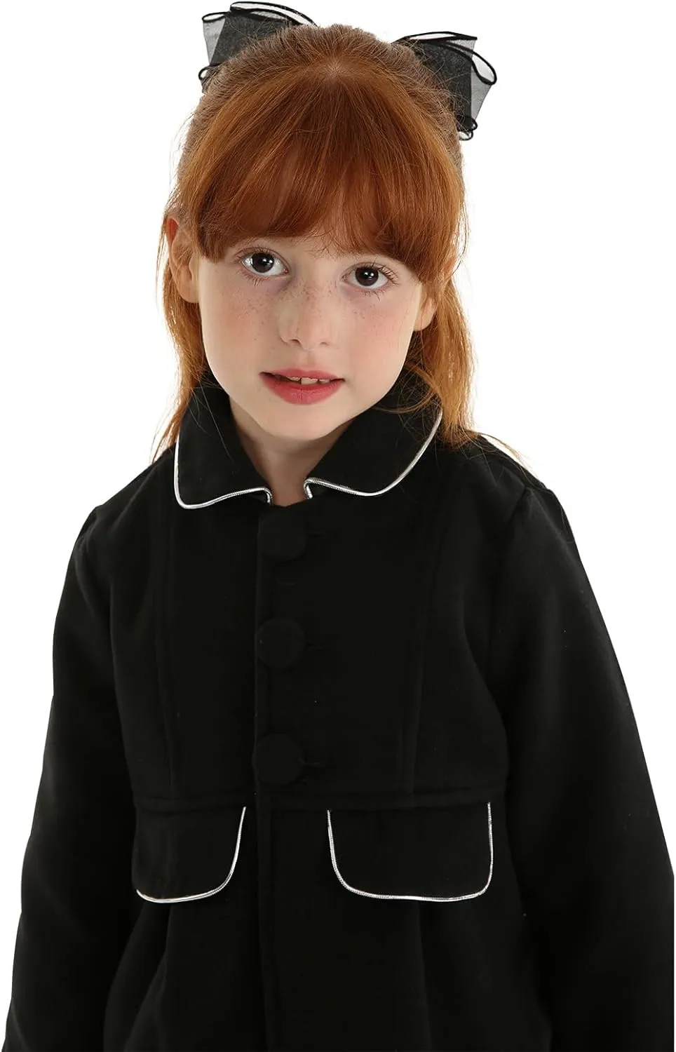 LittleSpring Little Girls Dress Coat Faux Wool Slim-Fit Peacoat