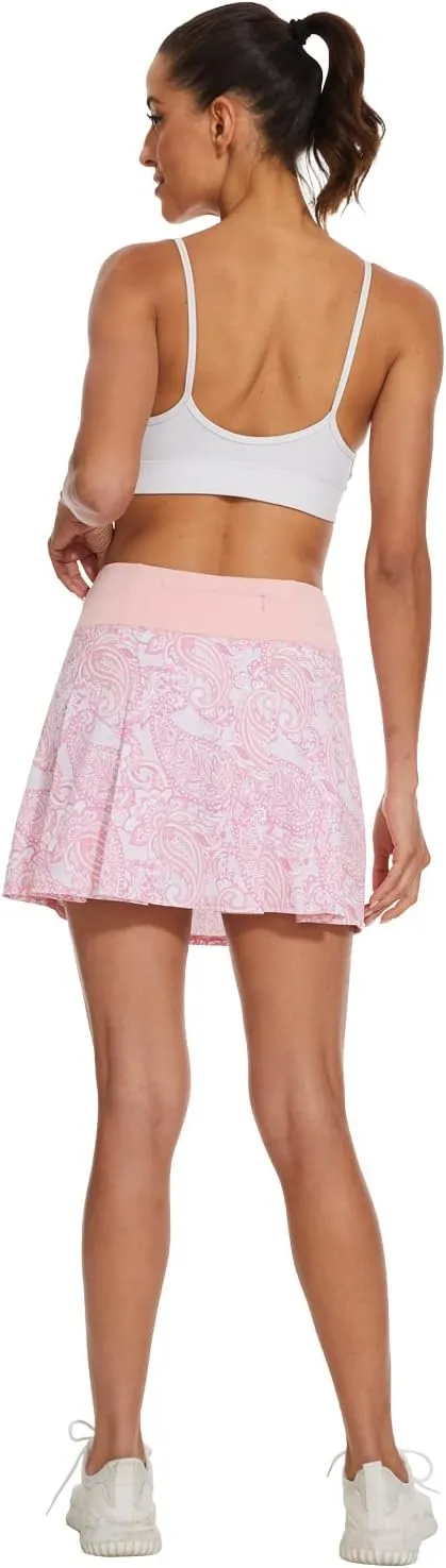 M MOTEEPI 16" Tennis Skirts for Women Pleated Golf Athletic Skorts Skirts with Shorts Pockets Running Pickleball Summer