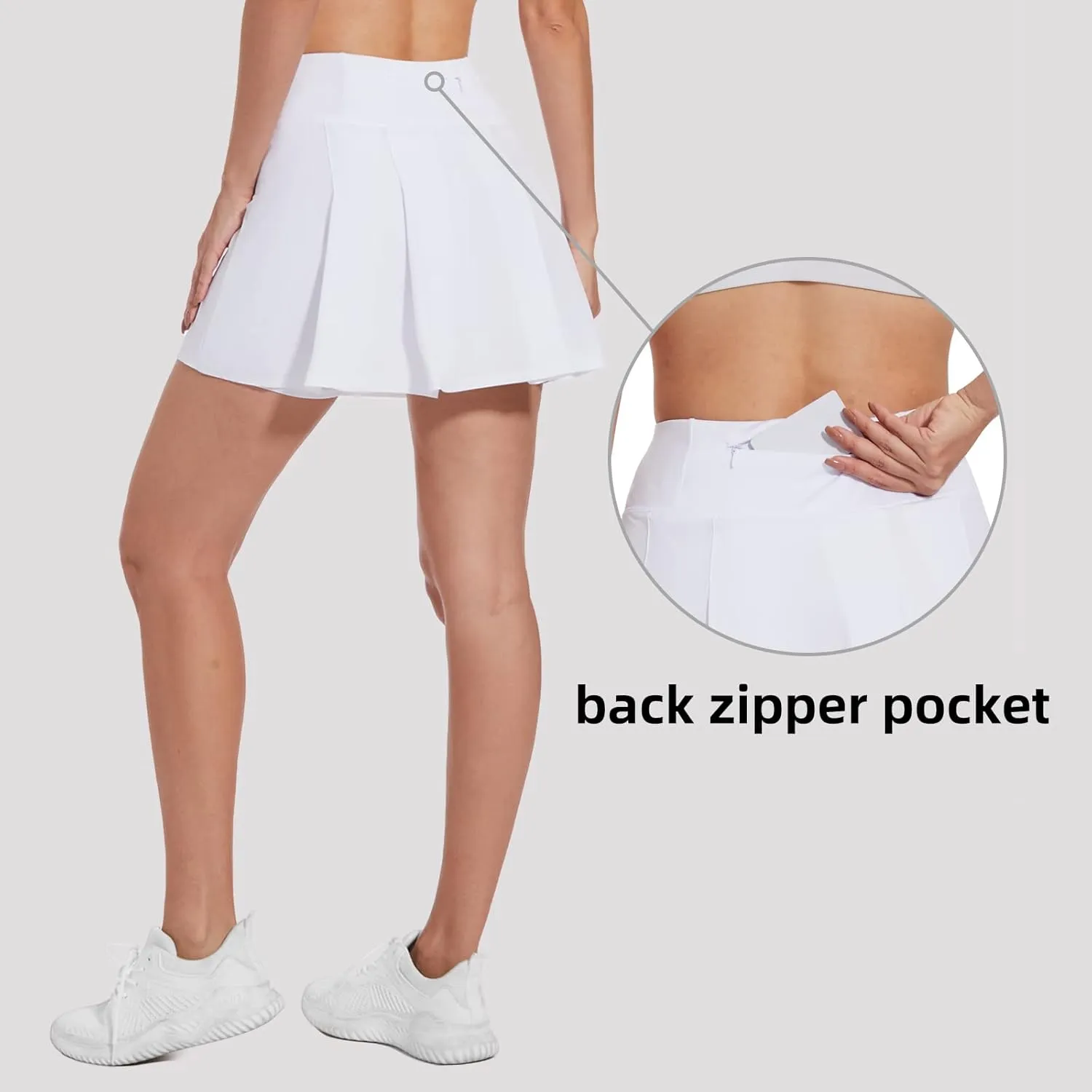 M MOTEEPI 16" Tennis Skirts for Women Pleated Golf Athletic Skorts Skirts with Shorts Pockets Running Pickleball Summer