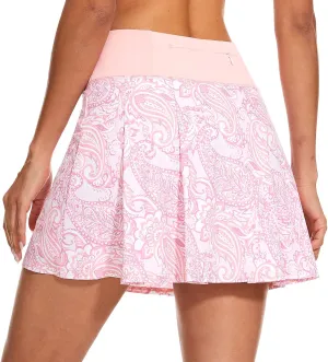 M MOTEEPI 16" Tennis Skirts for Women Pleated Golf Athletic Skorts Skirts with Shorts Pockets Running Pickleball Summer