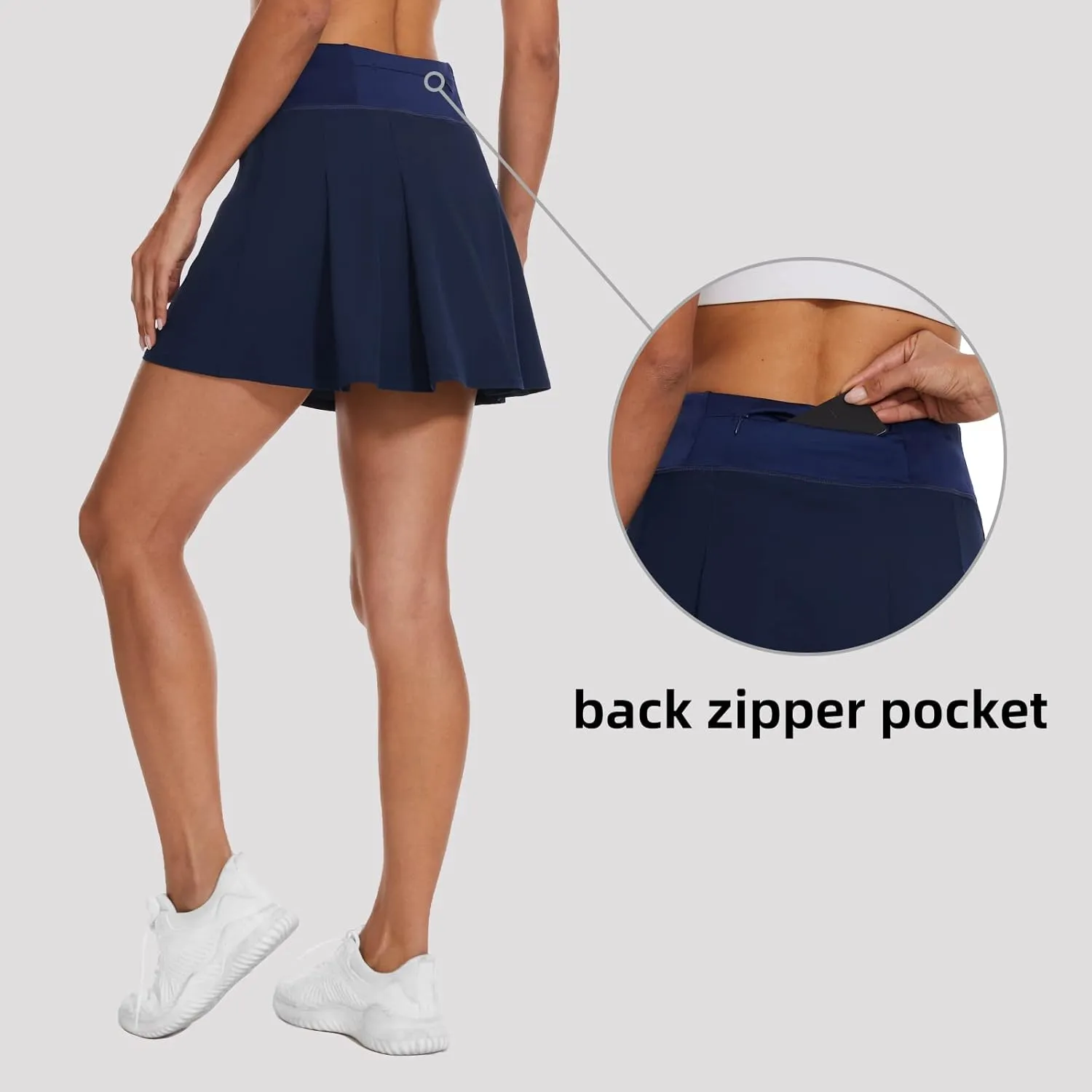 M MOTEEPI 16" Tennis Skirts for Women Pleated Golf Athletic Skorts Skirts with Shorts Pockets Running Pickleball Summer