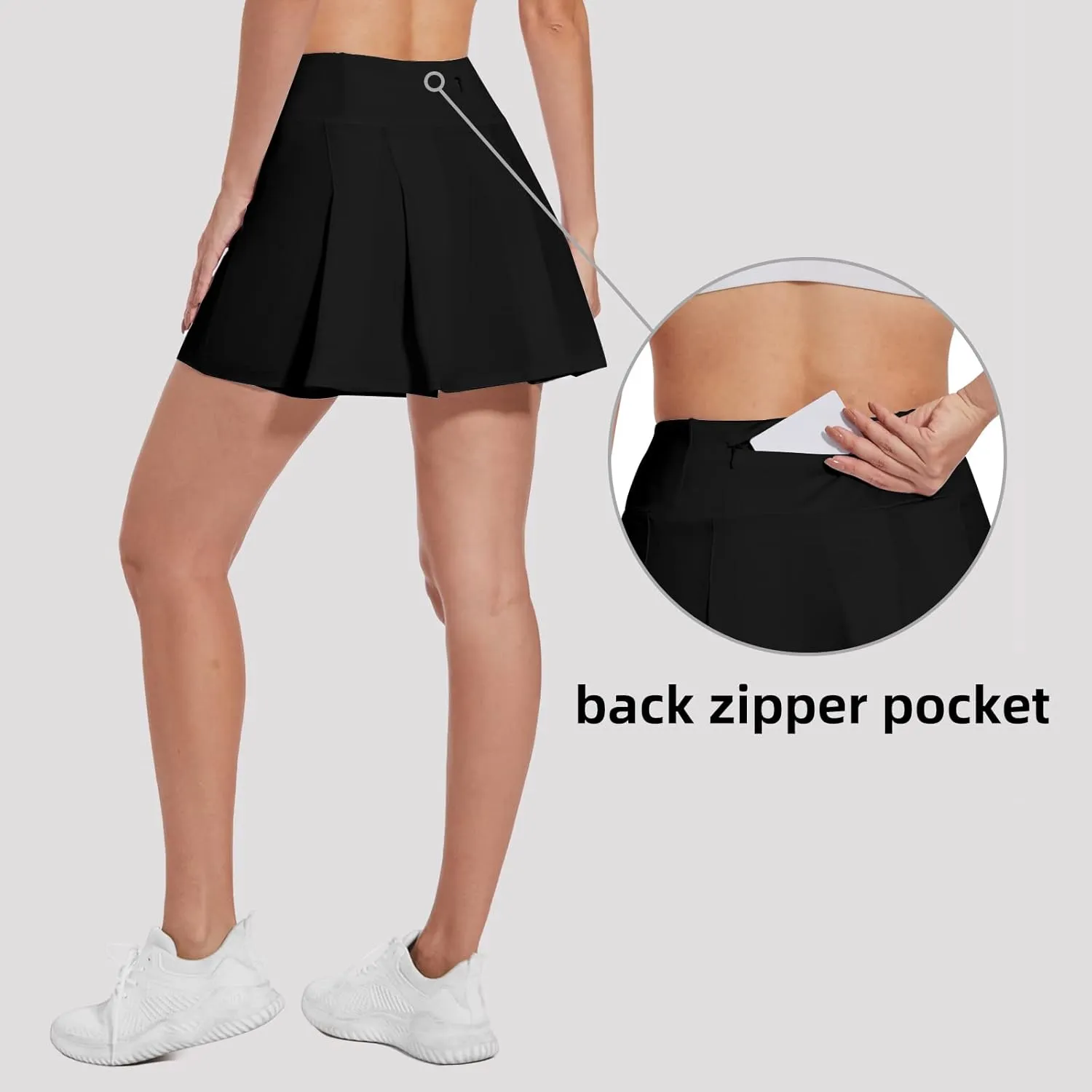M MOTEEPI 16" Tennis Skirts for Women Pleated Golf Athletic Skorts Skirts with Shorts Pockets Running Pickleball Summer