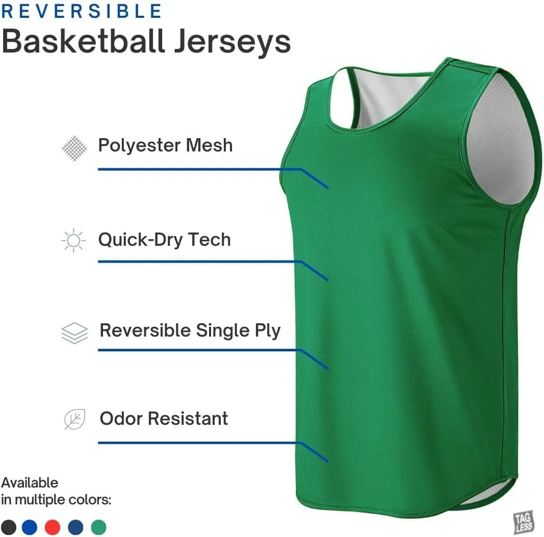 Men's Lightweight Reversible Rec Tanks, Mesh Basketball Jerseys Athletic Quick Dry Shirts Team Scrimmage Uniforms