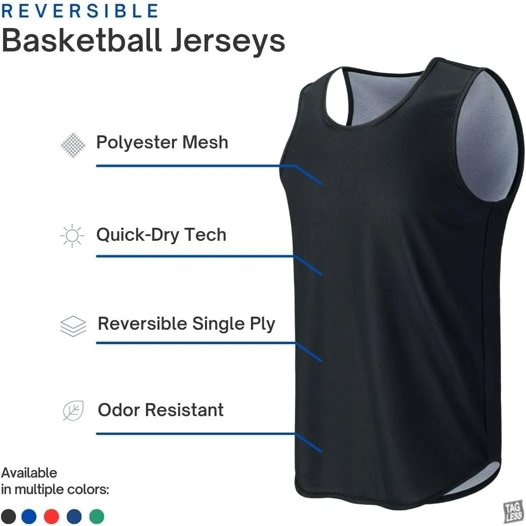 Men's Lightweight Reversible Rec Tanks, Mesh Basketball Jerseys Athletic Quick Dry Shirts Team Scrimmage Uniforms