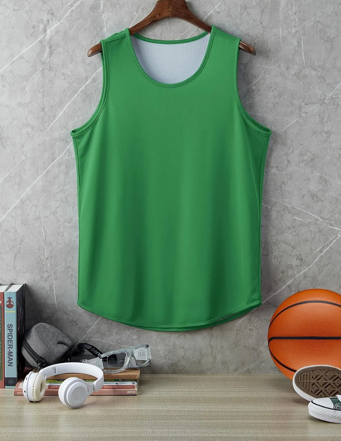 Men's Lightweight Reversible Rec Tanks, Mesh Basketball Jerseys Athletic Quick Dry Shirts Team Scrimmage Uniforms