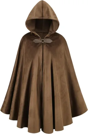 Mens Renaissance Medieval Hooded Cloak Victorian Steampunk Costume Cosplay