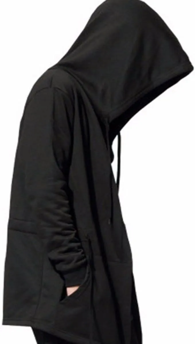 Mens Stylish Hip Hop Sweatshirt Long Hoodies Cardigan Black Cloak Outerwear