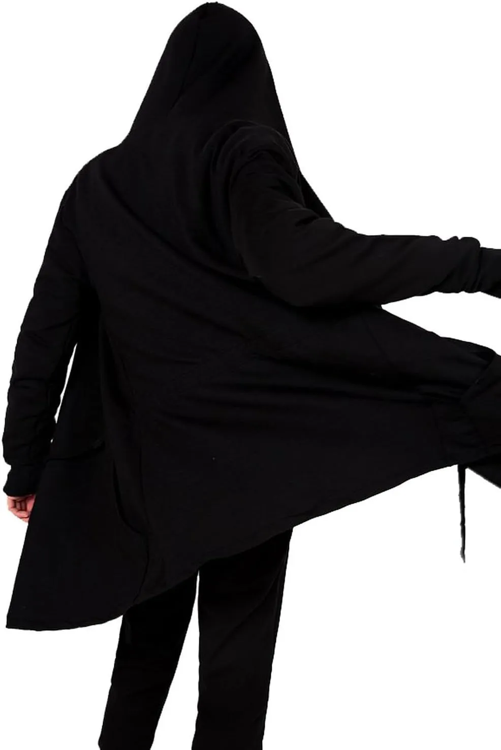 Mens Stylish Hip Hop Sweatshirt Long Hoodies Cardigan Black Cloak Outerwear