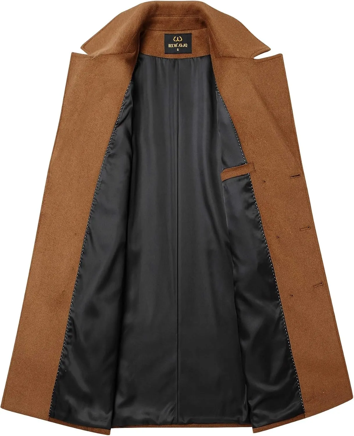 Men's Stylish Wool Blend Double Breasted Long Pea Coat