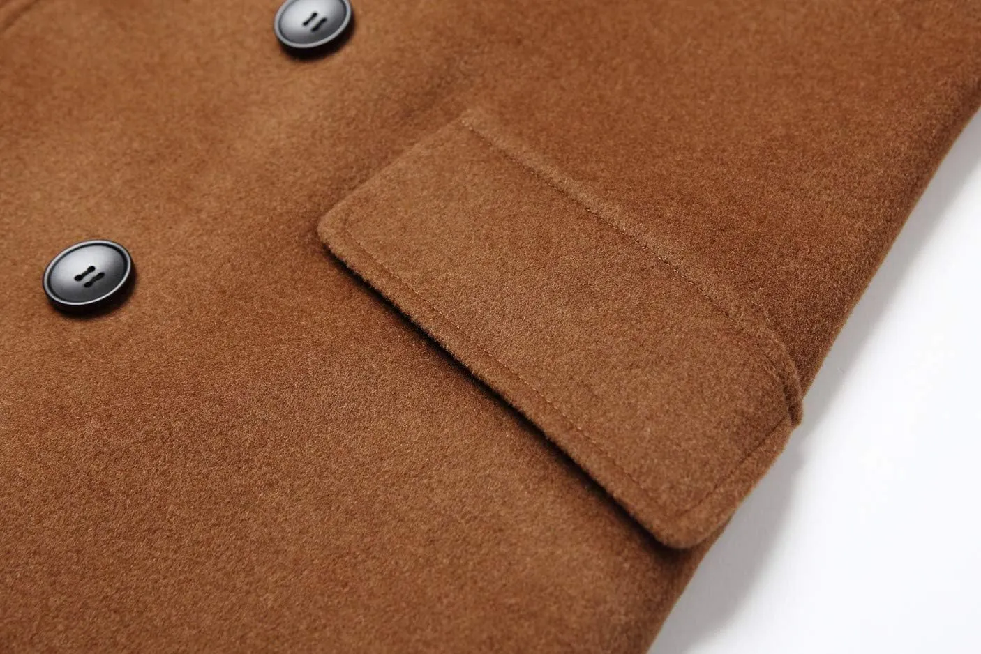 Men's Stylish Wool Blend Double Breasted Long Pea Coat