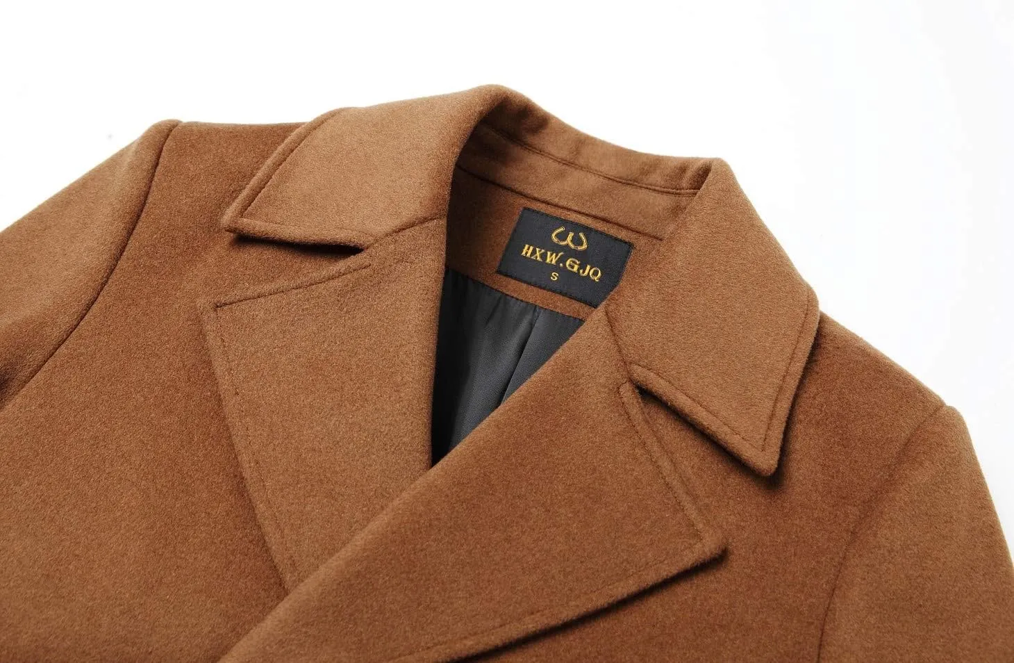 Men's Stylish Wool Blend Double Breasted Long Pea Coat