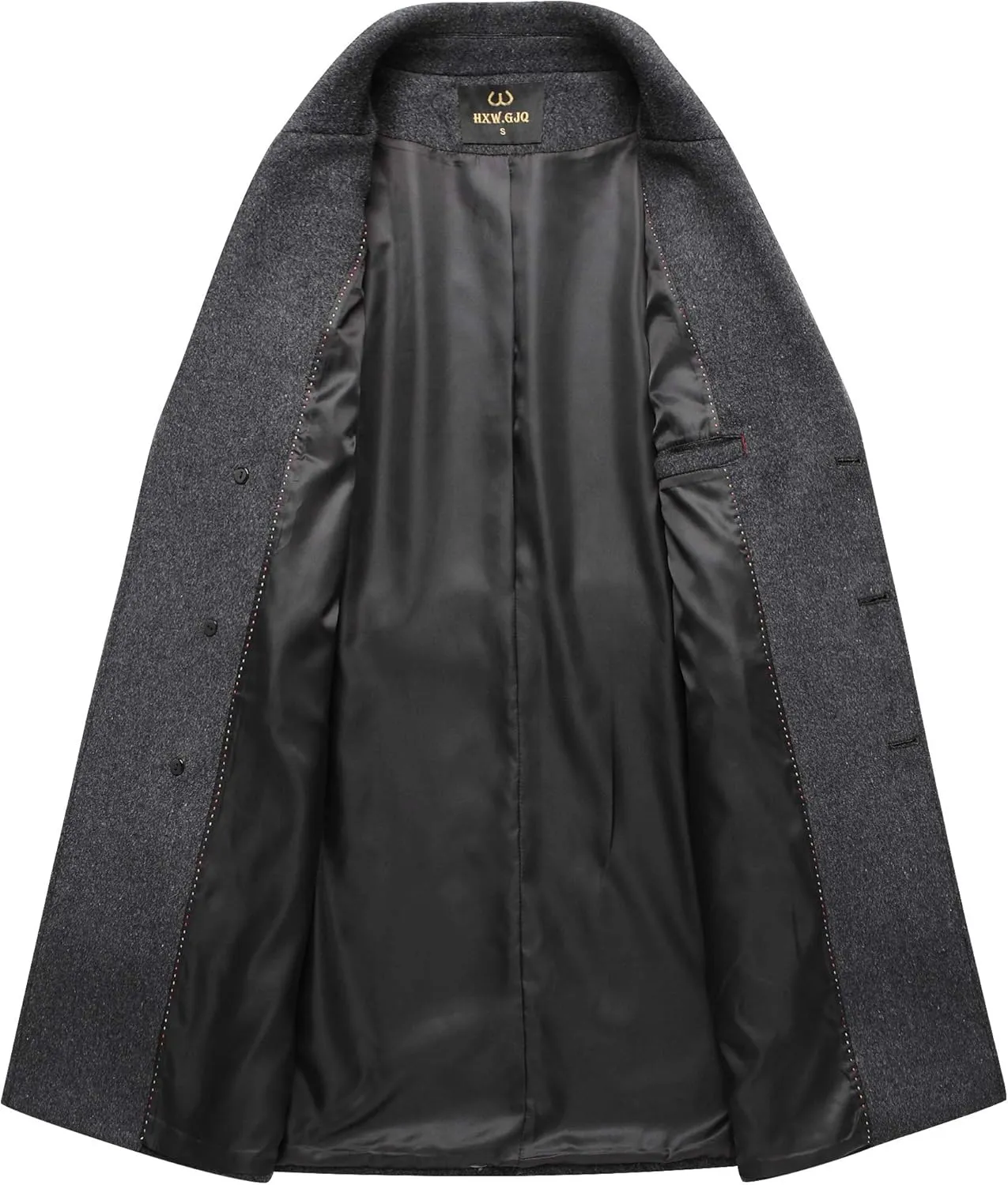 Men's Stylish Wool Blend Double Breasted Long Pea Coat