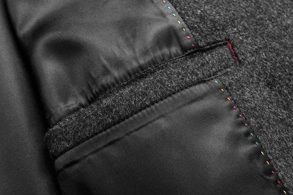 Men's Stylish Wool Blend Double Breasted Long Pea Coat