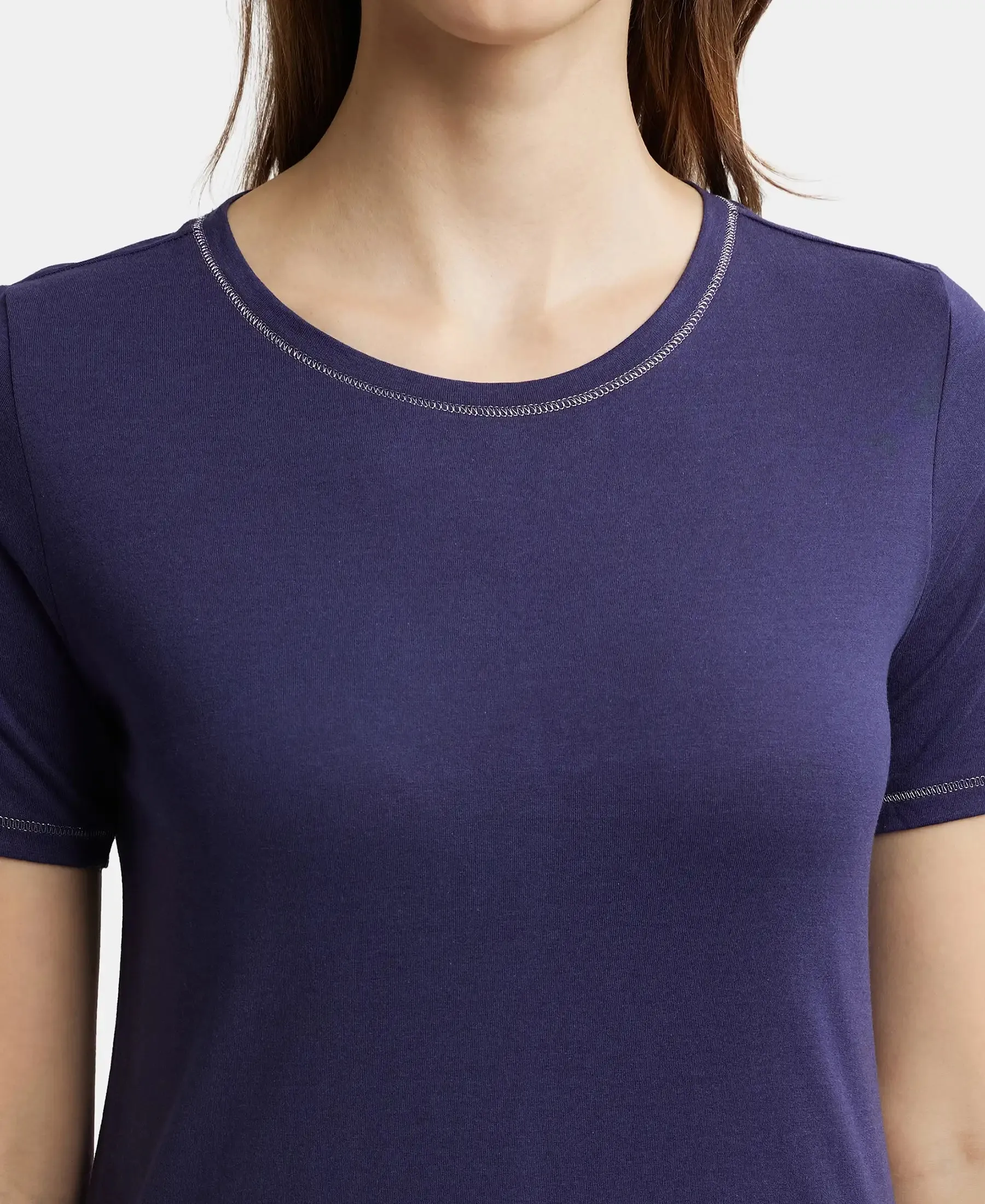 Micro Modal Cotton Relaxed Fit Round neck Half Sleeve T-Shirt - Classic Navy