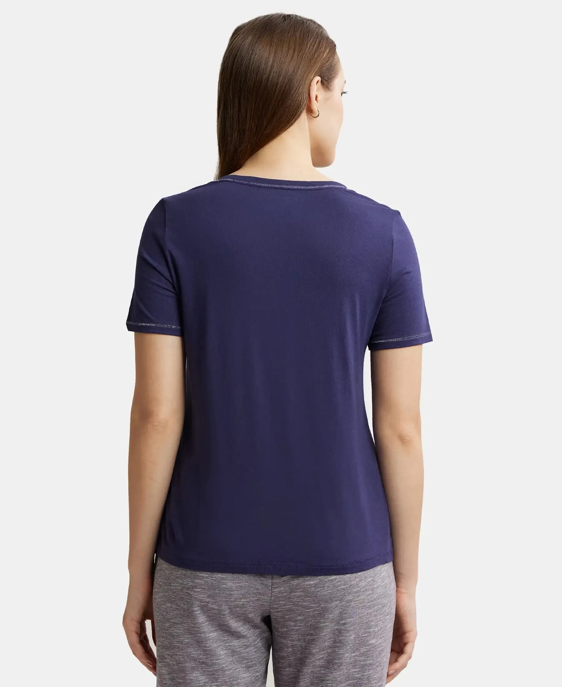 Micro Modal Cotton Relaxed Fit Round neck Half Sleeve T-Shirt - Classic Navy