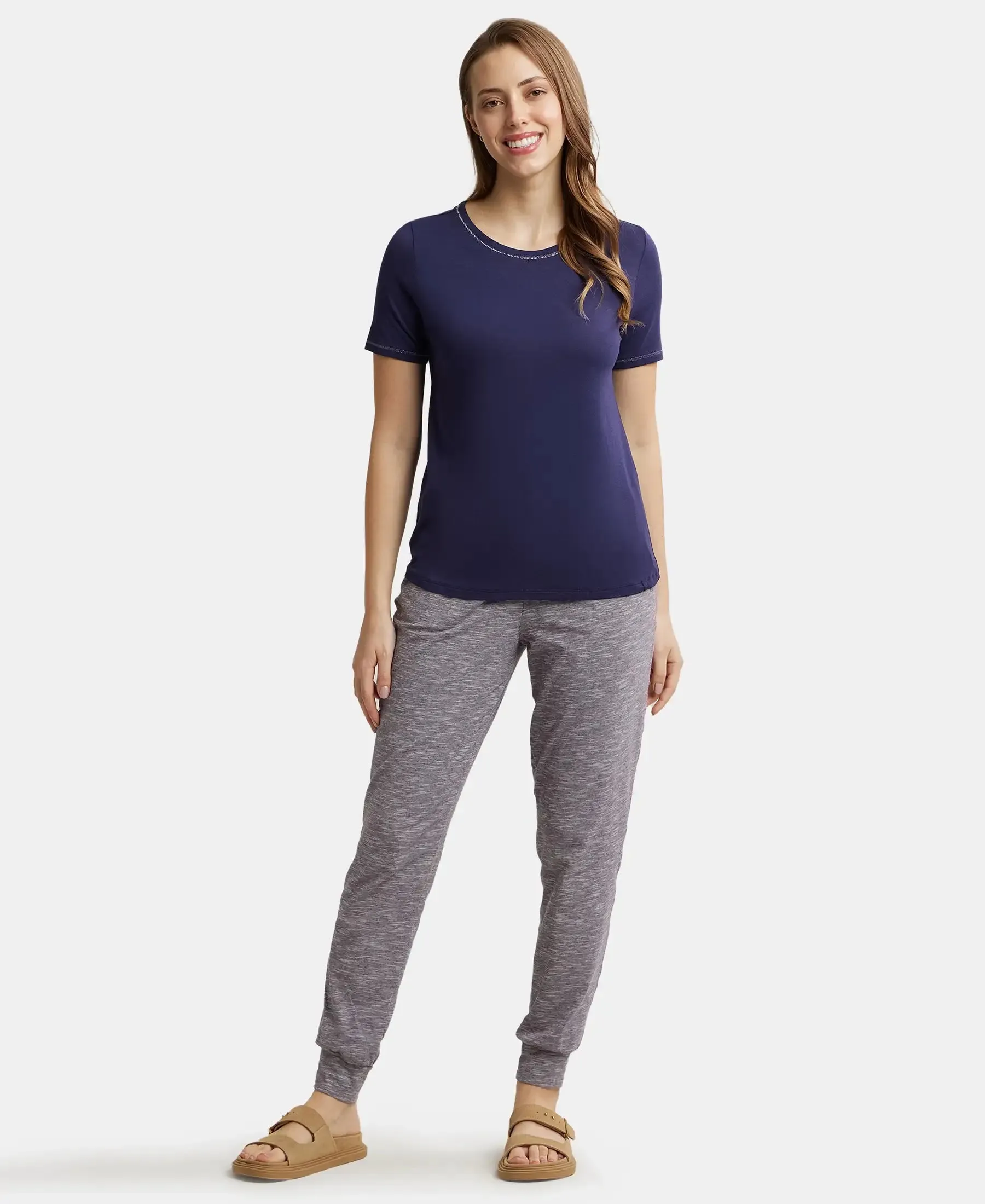 Micro Modal Cotton Relaxed Fit Round neck Half Sleeve T-Shirt - Classic Navy