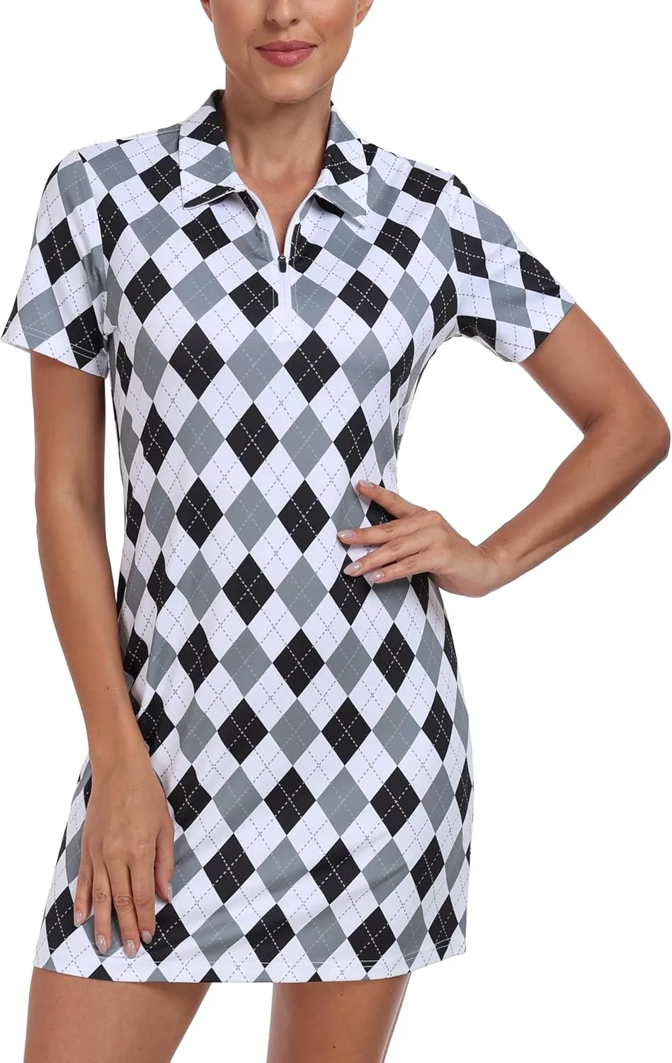 MoFiz Women's Golf Tennis Dress Sports Polo Dress Short Sleeve Quick Dry Casual Workwear Button
