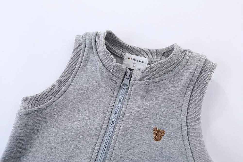 Mud Kingdom Little Boys Fleece Lined Vest Cute Cartoon Patterns Zipper Closure Sleeveless Jacket Thick Warm Outerwear
